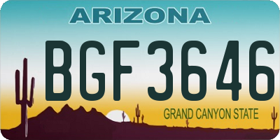 AZ license plate BGF3646