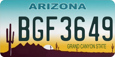 AZ license plate BGF3649
