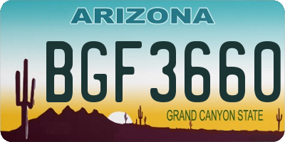 AZ license plate BGF3660
