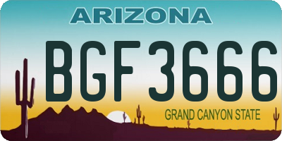 AZ license plate BGF3666