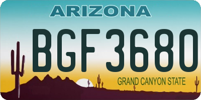 AZ license plate BGF3680