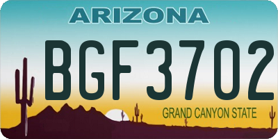 AZ license plate BGF3702