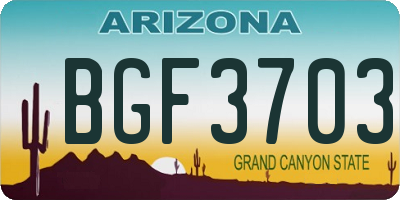 AZ license plate BGF3703
