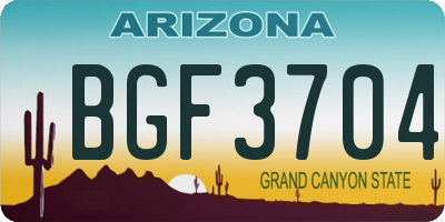 AZ license plate BGF3704
