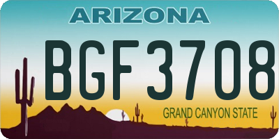 AZ license plate BGF3708
