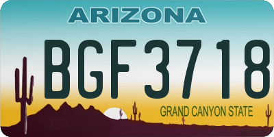 AZ license plate BGF3718
