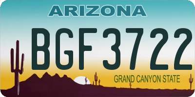 AZ license plate BGF3722