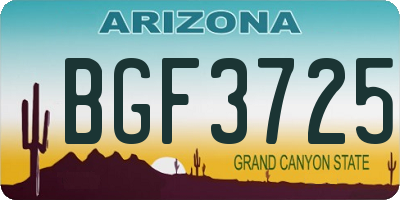 AZ license plate BGF3725