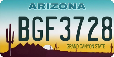 AZ license plate BGF3728