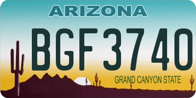 AZ license plate BGF3740