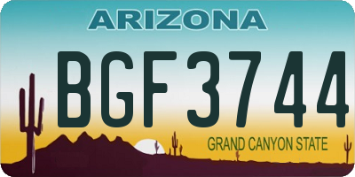 AZ license plate BGF3744
