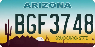 AZ license plate BGF3748