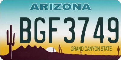 AZ license plate BGF3749