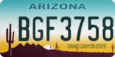 AZ license plate BGF3758