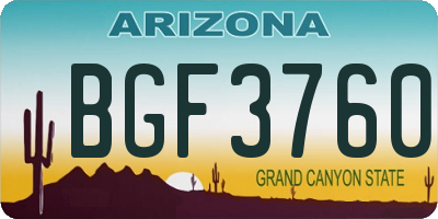 AZ license plate BGF3760