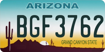 AZ license plate BGF3762