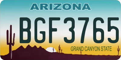 AZ license plate BGF3765