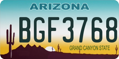 AZ license plate BGF3768