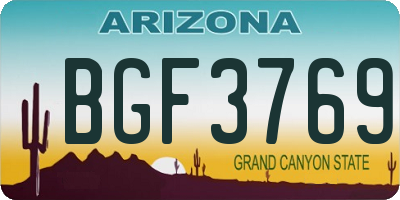 AZ license plate BGF3769