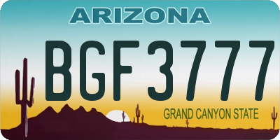 AZ license plate BGF3777