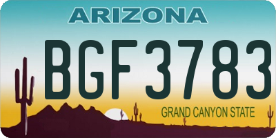 AZ license plate BGF3783