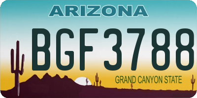 AZ license plate BGF3788