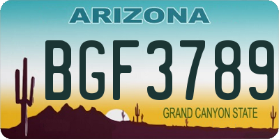 AZ license plate BGF3789