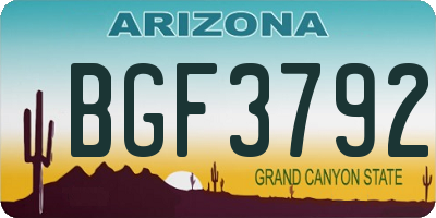 AZ license plate BGF3792