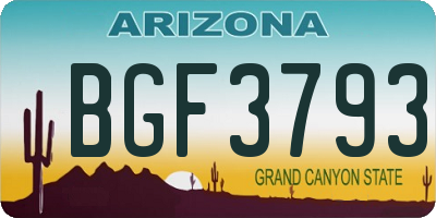 AZ license plate BGF3793