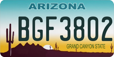 AZ license plate BGF3802