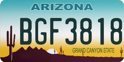 AZ license plate BGF3818