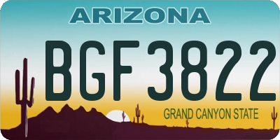 AZ license plate BGF3822