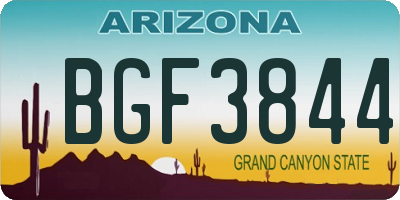AZ license plate BGF3844