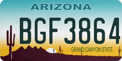 AZ license plate BGF3864