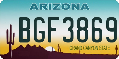 AZ license plate BGF3869