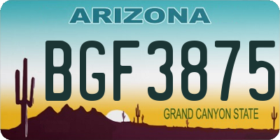 AZ license plate BGF3875
