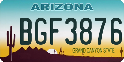 AZ license plate BGF3876