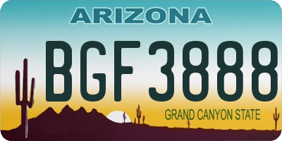 AZ license plate BGF3888