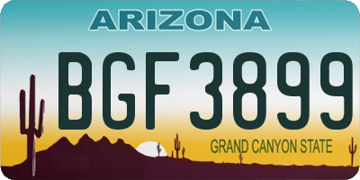 AZ license plate BGF3899