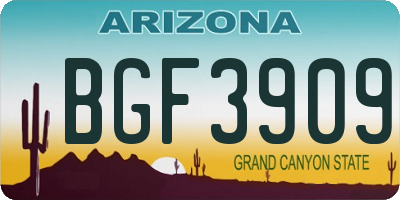 AZ license plate BGF3909