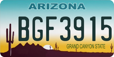 AZ license plate BGF3915