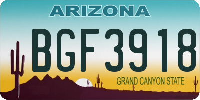 AZ license plate BGF3918