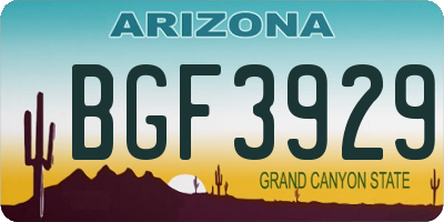 AZ license plate BGF3929