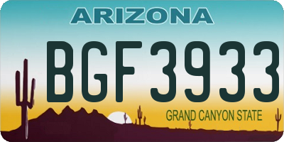 AZ license plate BGF3933