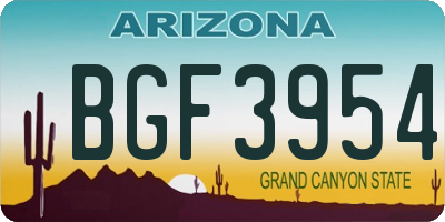 AZ license plate BGF3954
