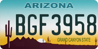 AZ license plate BGF3958