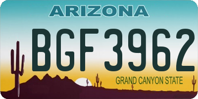 AZ license plate BGF3962