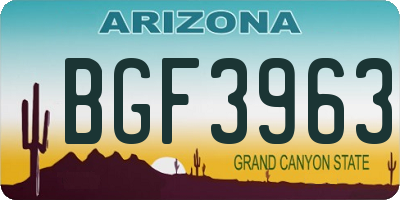 AZ license plate BGF3963