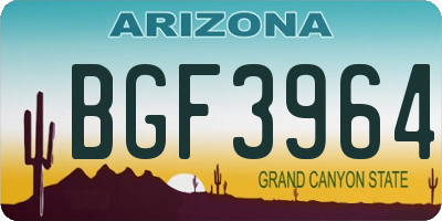 AZ license plate BGF3964