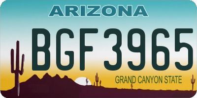 AZ license plate BGF3965